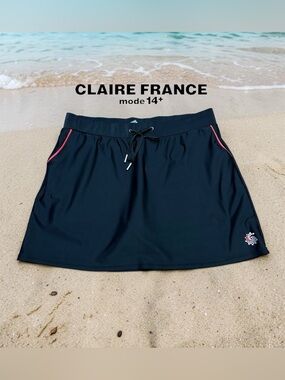 NEW, Claire France14+ / 2X / Black Swim Skort / Plus Size Swim Skirt Shorts